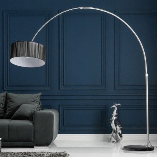 Lampe arc design EXTENSO 230cm lampadaire noir avec socle en marbre - 7162