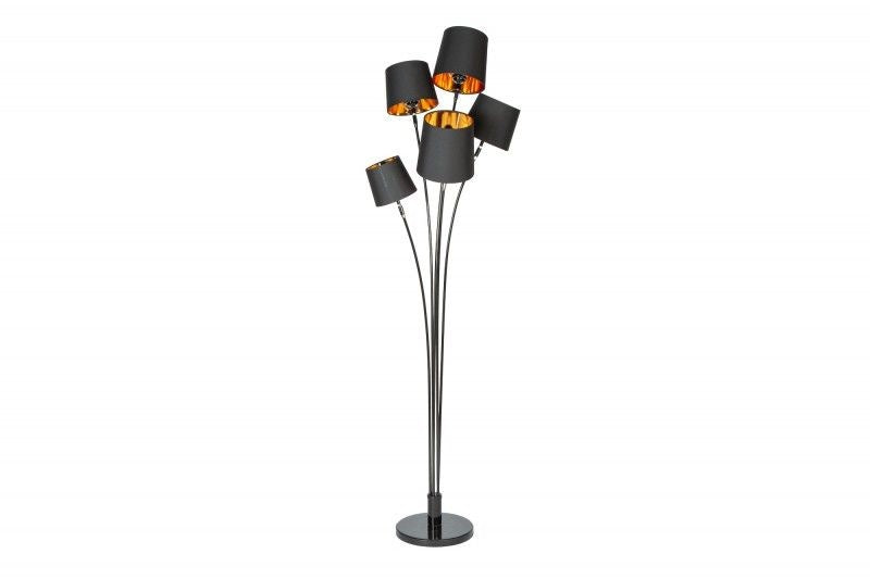 Lampadaire design LEVELS 176cm avec 5 abat-jour en lin lampadaire noir doré - 40038