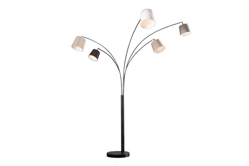 Lampe arc design LEVELS 205cm noir-gris 5 abat-jour en lin - 36398
