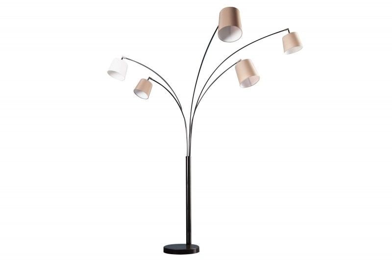 Lampe arc design LEVELS 205cm blanc beige marron 5 abat-jour lin lampadaire - 38825