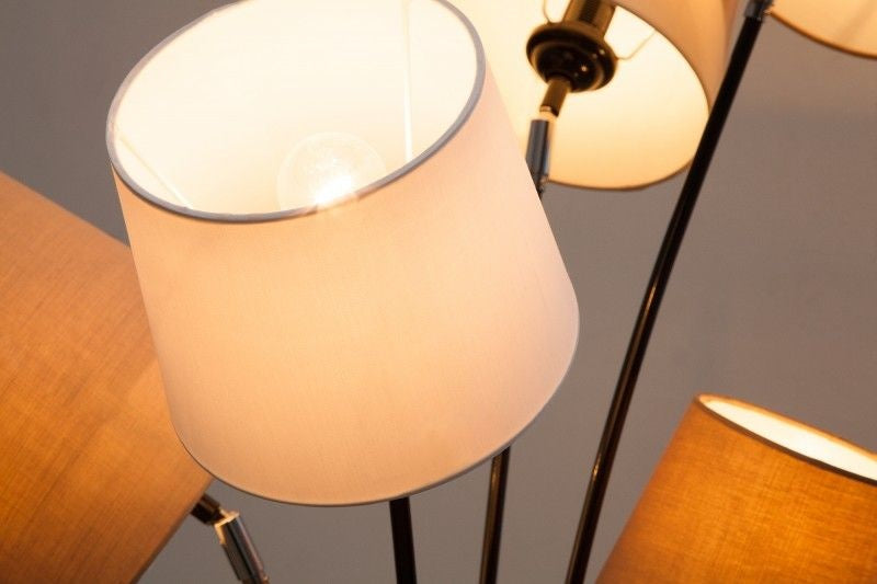 Lampadaire design LEVELS 176cm blanc beige marron avec 5 abat-jour en lin - 39059