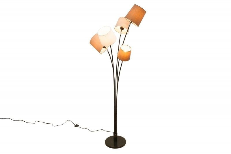 Lampadaire design LEVELS 176cm blanc beige marron avec 5 abat-jour en lin - 39059