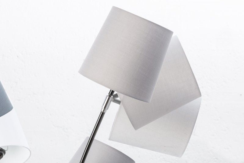 Lampadaire design LEVELS 176cm noir-gris avec 5 abat-jour en lin - 40745