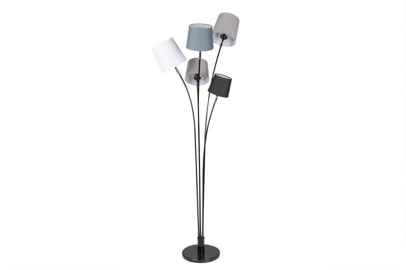 Lampadaire design LEVELS 176cm noir-gris avec 5 abat-jour en lin - 40745