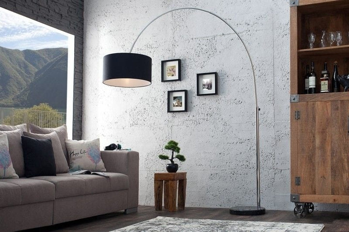 Lampe arc extensible LOUNGE DEAL Lampadaire 170-200cm abat-jour en lin noir - 35399