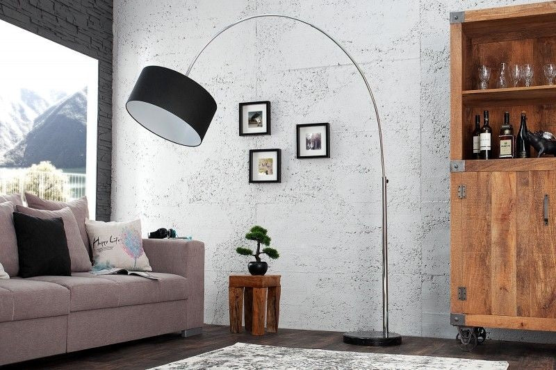 Lampe arc extensible LOUNGE DEAL Lampadaire 170-200cm abat-jour en lin noir - 35399