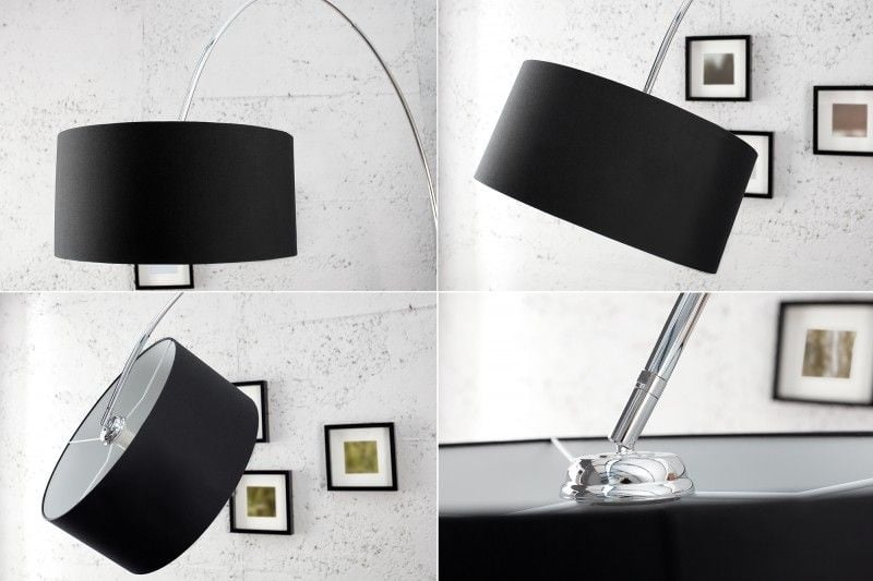 Lampe arc extensible LOUNGE DEAL Lampadaire 170-200cm abat-jour en lin noir - 35399