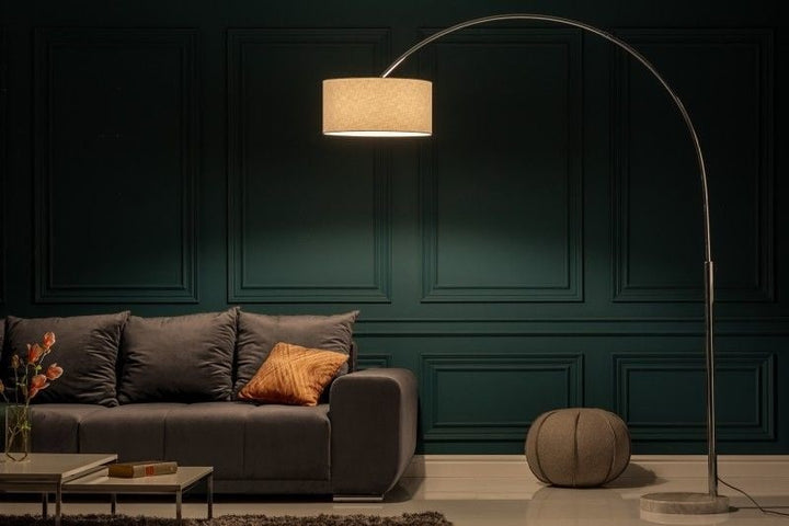 Lampe arc extensible LOUNGE DEAL Lampadaire 170-200cm abat-jour en lin blanc - 35596