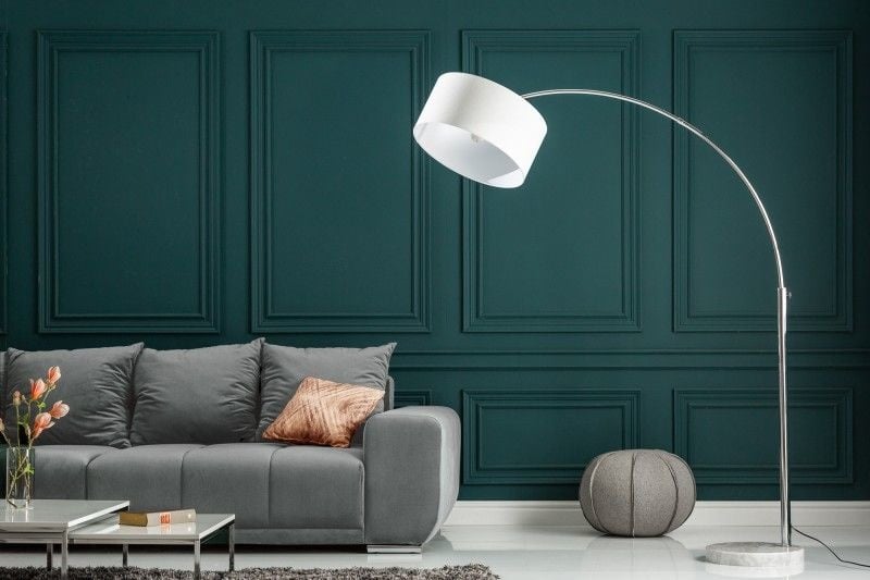 Lampe arc extensible LOUNGE DEAL Lampadaire 170-200cm abat-jour en lin blanc - 35596