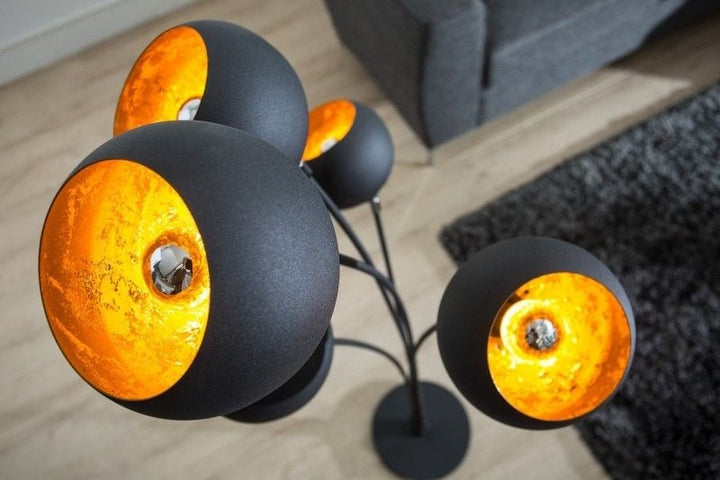 Lampadaire design élégant MAGMA 170cm lampadaire noir doré - 37004