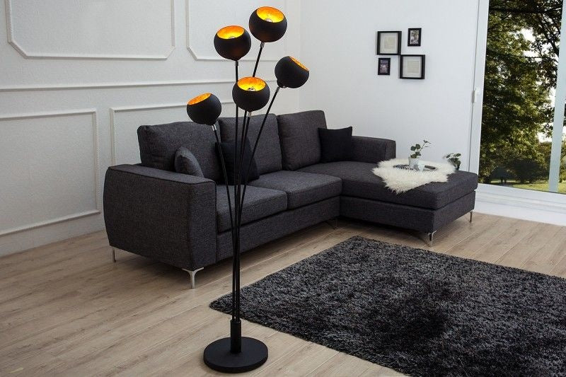 Lampadaire design élégant MAGMA 170cm lampadaire noir doré - 37004