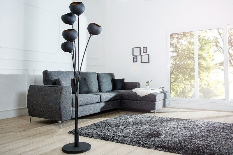 Lampadaire design élégant MAGMA 170cm lampadaire noir doré - 37004