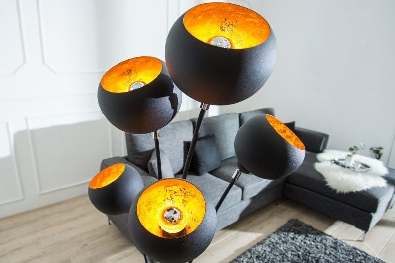 Lampadaire design élégant MAGMA 170cm lampadaire noir doré - 37004