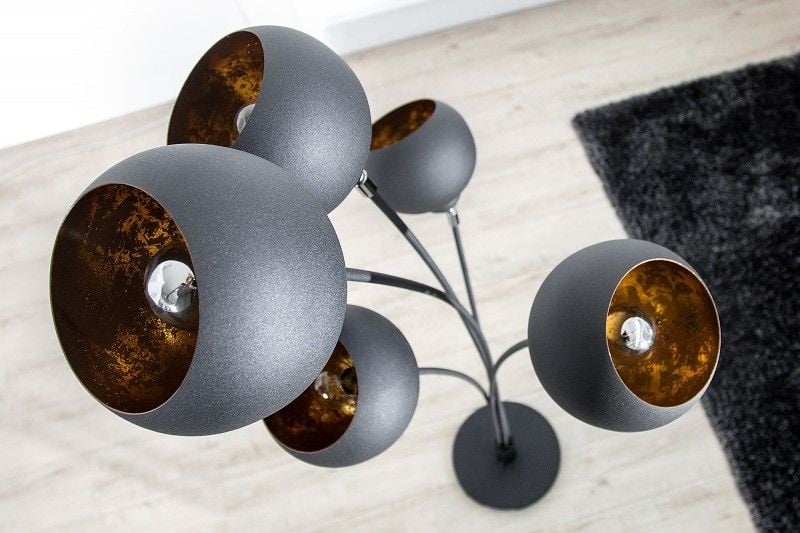 Lampadaire design élégant MAGMA 170cm lampadaire noir doré - 37004