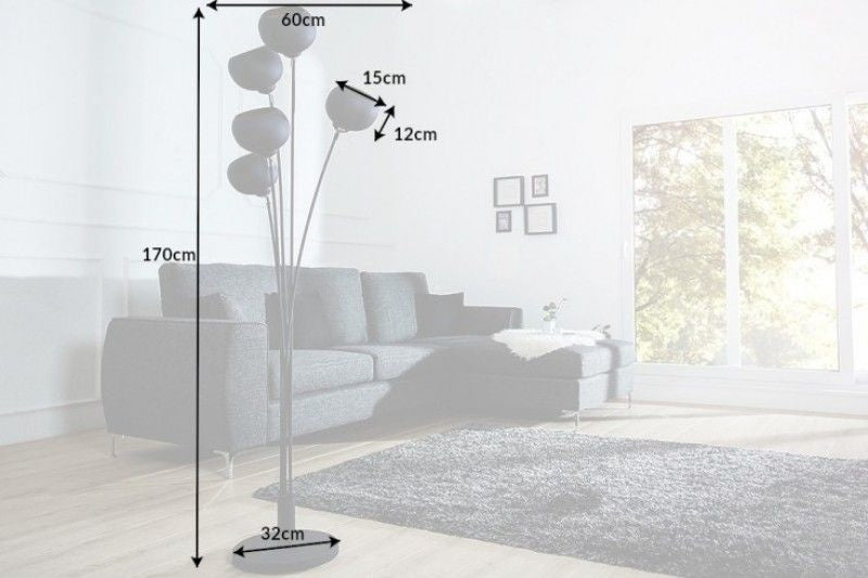 Lampadaire design élégant MAGMA 170cm lampadaire noir doré - 37004