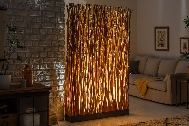 Lampadaire fait main NATURAL PARAVENT 180cm longane cloison en bois - 40505