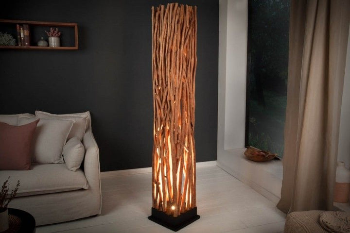 Lampadaire fait main NATURE ART 173cm en bois de longane massif - 40484
