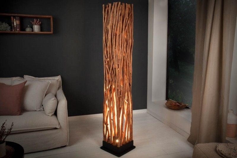 Lampadaire fait main NATURE ART 173cm en bois de longane massif - 40484