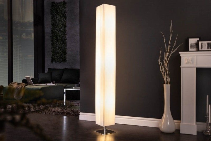 Lampadaire design moderne PARIS 160cm abat-jour plissé blanc - 8159