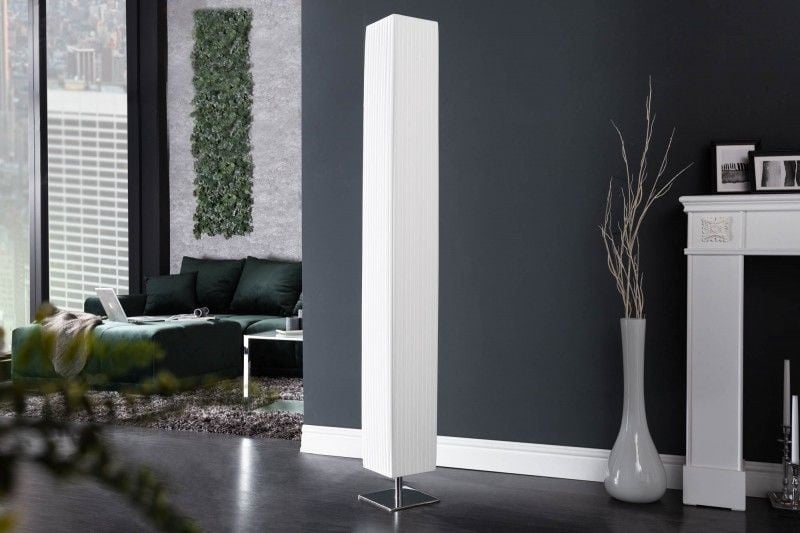Lampadaire design moderne PARIS 160cm abat-jour plissé blanc - 8159