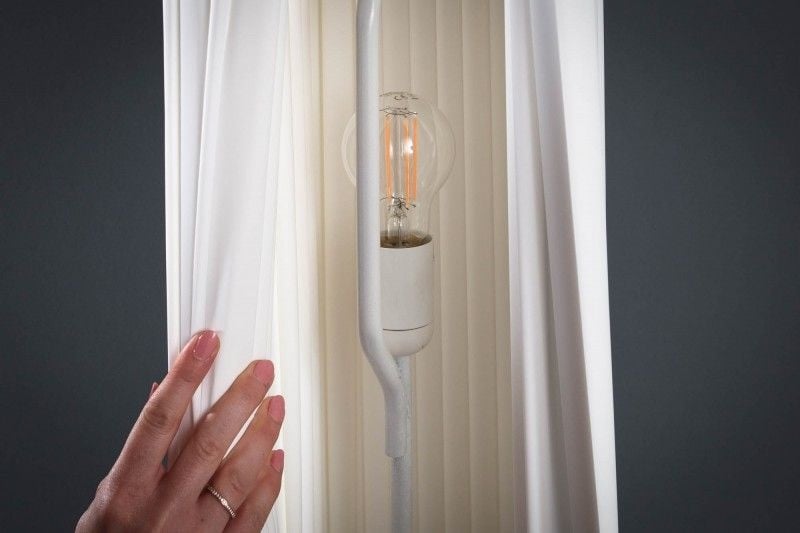 Lampadaire design moderne PARIS 160cm abat-jour plissé blanc - 8159