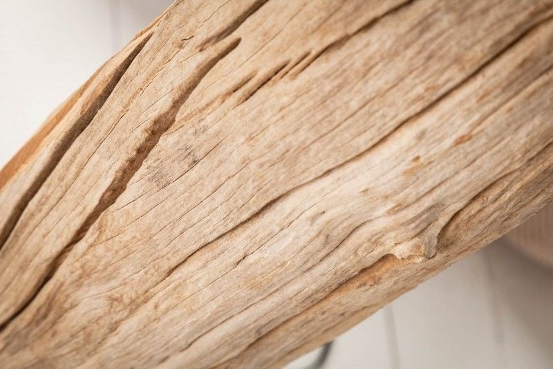 Lampadaire fait main ROUSILIQUE 180cm lampe en bois flotté beige abat-jour en lin tronc d'arbre - 17320