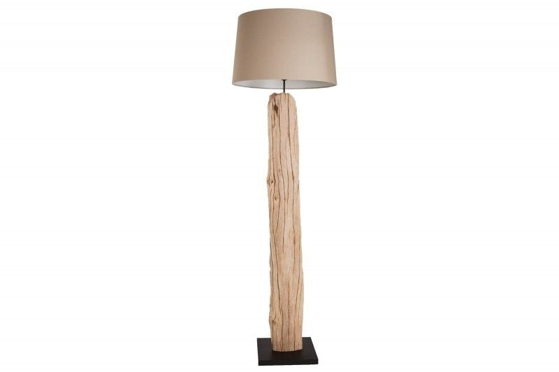 Lampadaire fait main ROUSILIQUE 180cm lampe en bois flotté beige abat-jour en lin tronc d'arbre - 17320