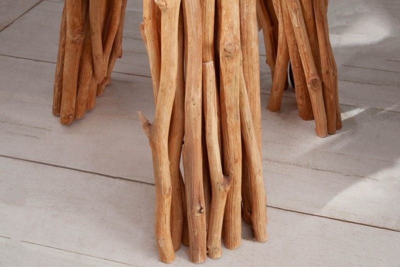 Lampadaire fonctionnel SERVANT 153cm en bois de longane massif avec abat-jour en lin et table - 40400
