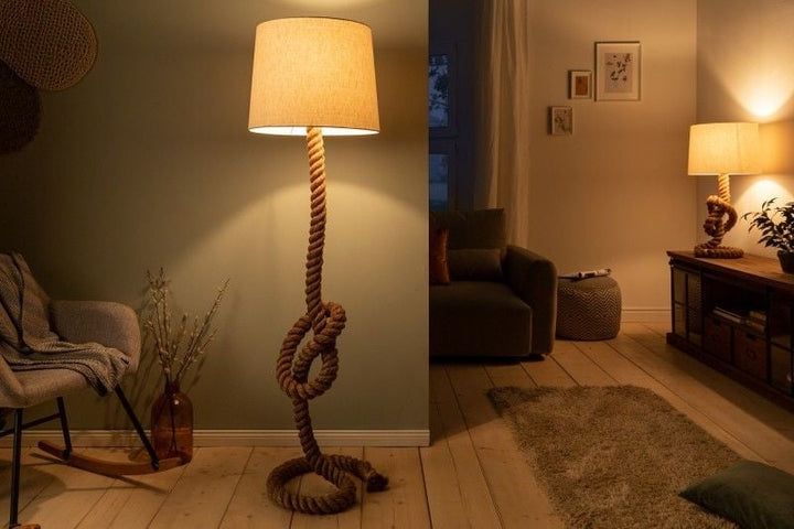 Lampadaire maritime SEVEN SEAS 158cm lampadaire corde abat-jour lin - 30202