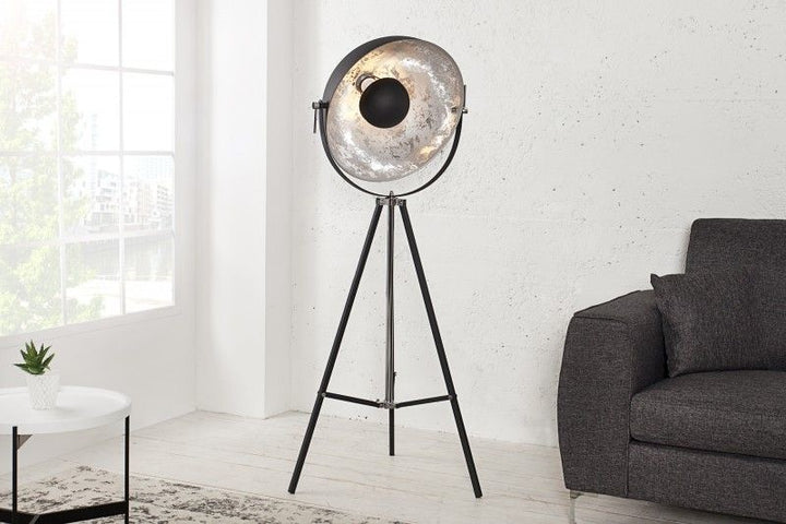 Lampadaire BIG STUDIO 170cm noir aspect feuille d'argent design industriel - 36562