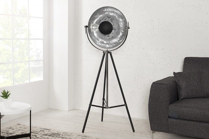 Lampadaire BIG STUDIO 170cm noir aspect feuille d'argent design industriel - 36562