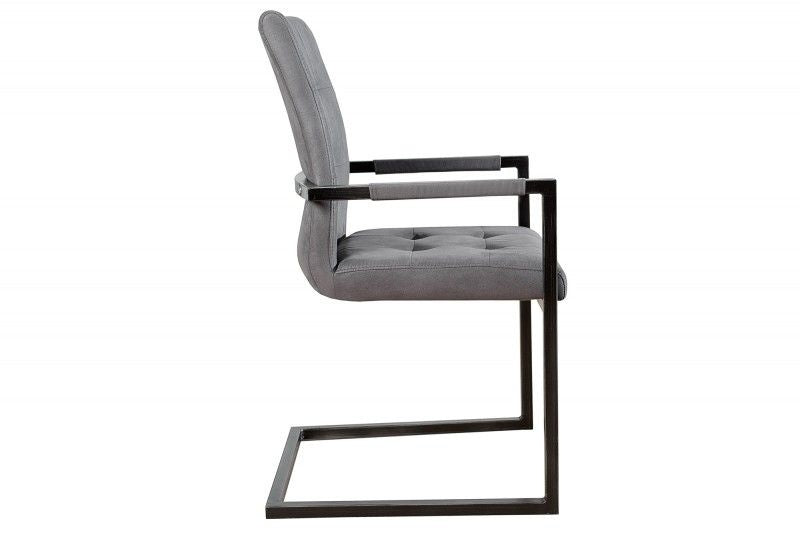 Chaise cantilever design OXFORD gris vintage avec accoudoirs structure en fer - 36960