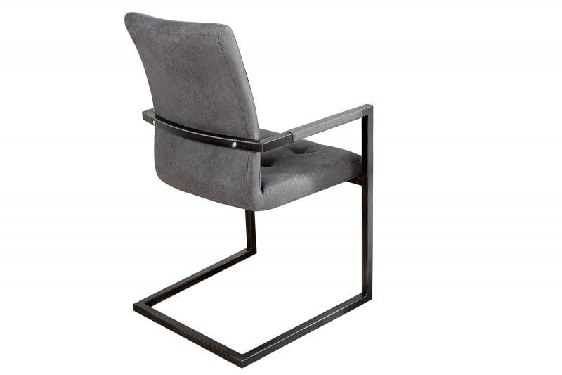 Chaise cantilever design OXFORD gris vintage avec accoudoirs structure en fer - 36960