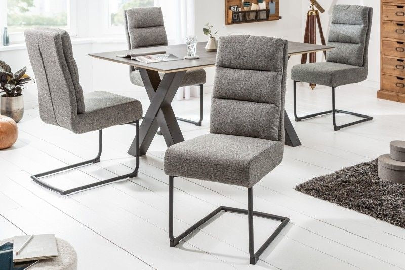 Chaise cantilever moderne COMFORT gris vintage avec structure en métal noir - 40461