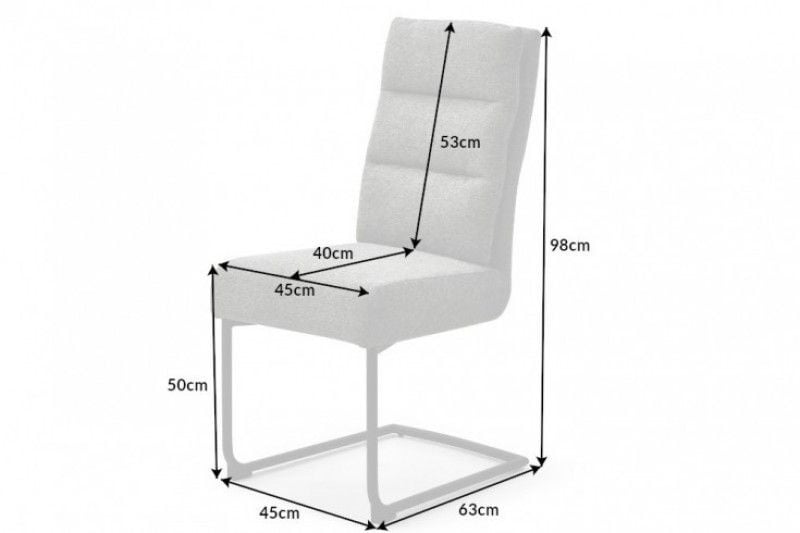 Chaise cantilever moderne COMFORT gris vintage avec structure en métal noir - 40461