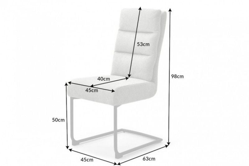Chaise cantilever moderne COMFORT vintage gris clair avec structure en métal noir - 40462