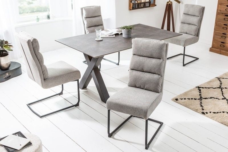 Chaise cantilever moderne COMFORT vintage gris clair avec structure en métal noir - 40462