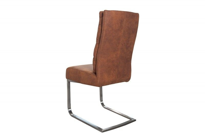 Chaise cantilever design COMFORT marron clair avec structure en acier inoxydable - 36543