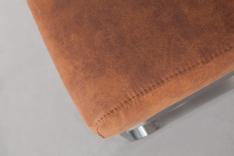 Chaise cantilever design COMFORT marron clair avec structure en acier inoxydable - 36543