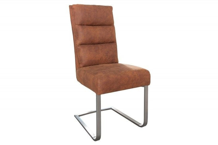 Chaise cantilever design COMFORT marron clair avec structure en acier inoxydable - 36543