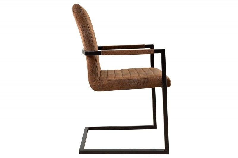 chaise cantilever industrielle LOFT vintage accoudoirs marron cadre en fer chaise de salle à manger - 37081