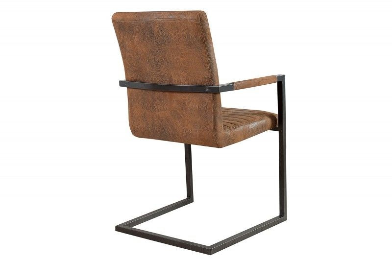 chaise cantilever industrielle LOFT vintage accoudoirs marron cadre en fer chaise de salle à manger - 37081