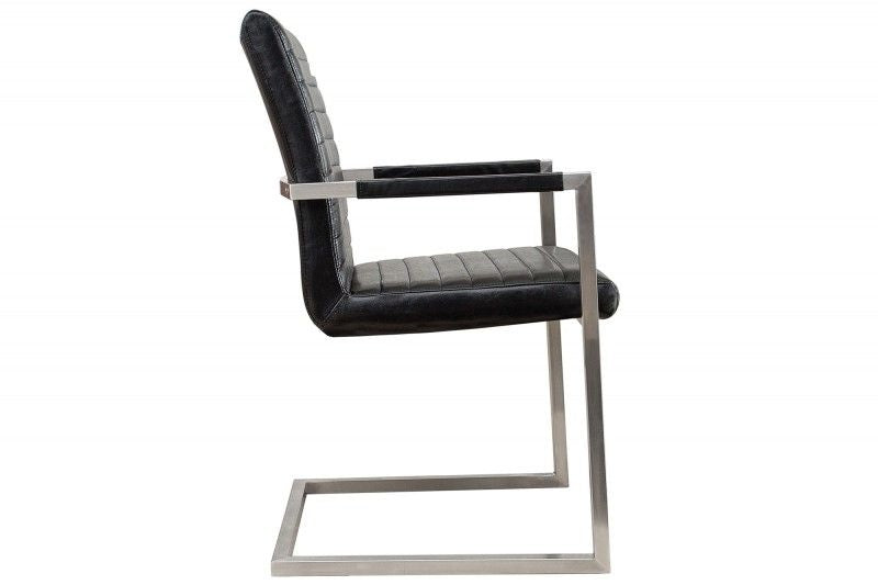 chaise cantilever industrielle LOFT noir antique avec accoudoirs structure en acier inoxydable - 37079