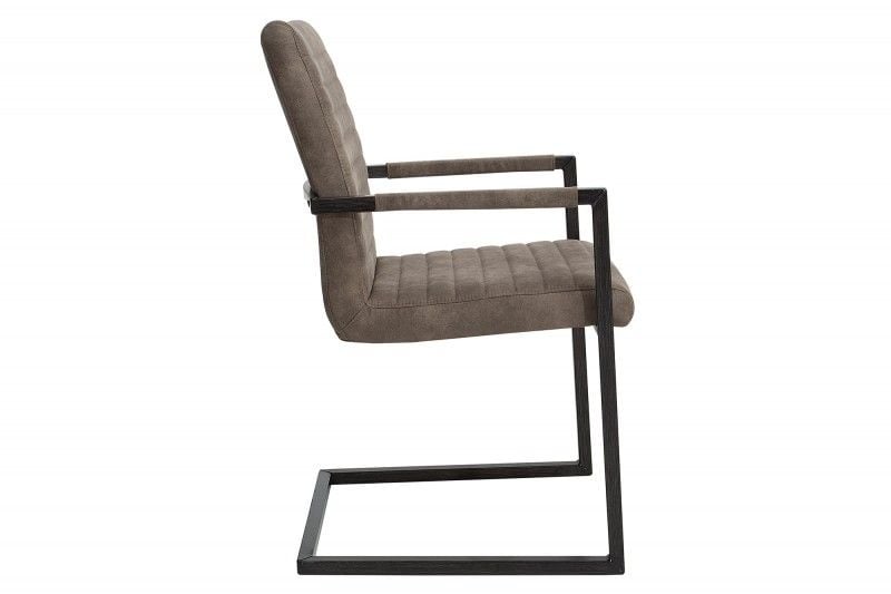 chaise cantilever industrielle LOFT gris taupe avec accoudoirs structure en fer - 38498