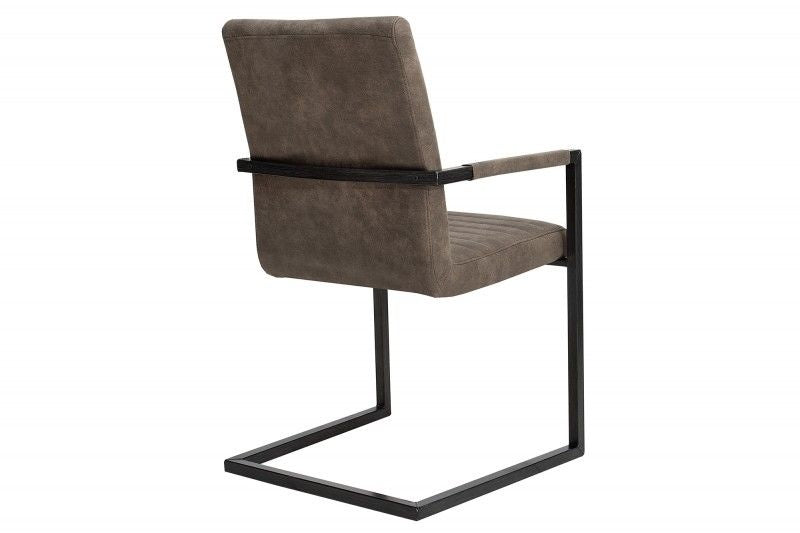 chaise cantilever industrielle LOFT gris taupe avec accoudoirs structure en fer - 38498