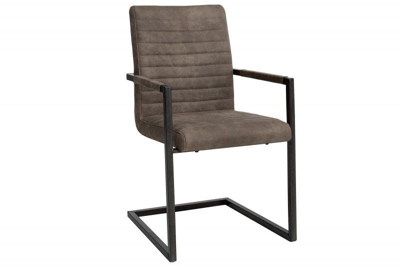 chaise cantilever industrielle LOFT gris taupe avec accoudoirs structure en fer - 38498