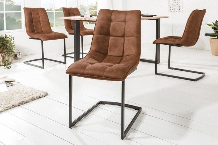 Chaise cantilever design MIAMI structure métal marron clair noir mat - 39855