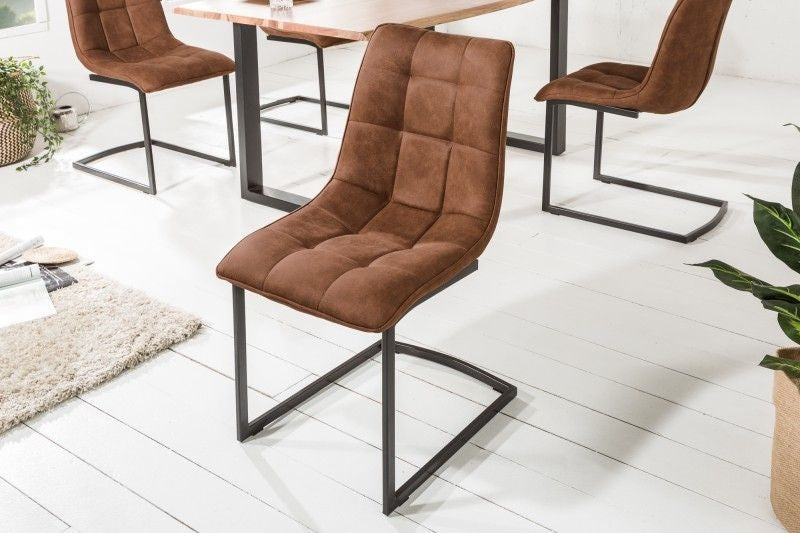 Chaise cantilever design MIAMI structure métal marron clair noir mat - 39855