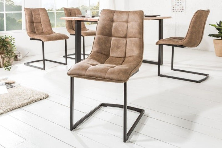 Chaise cantilever design MIAMI structure métal marron taupe noir mat - 39856