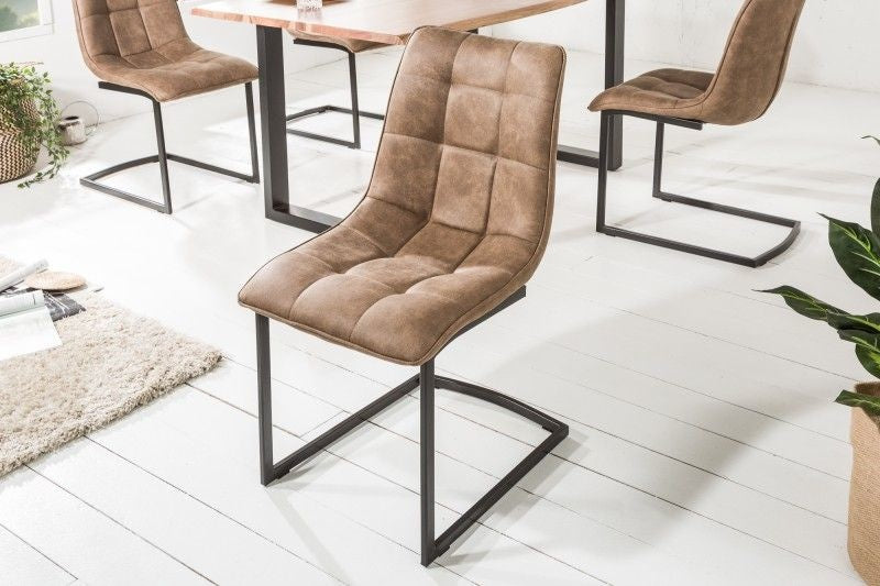 Chaise cantilever design MIAMI structure métal marron taupe noir mat - 39856
